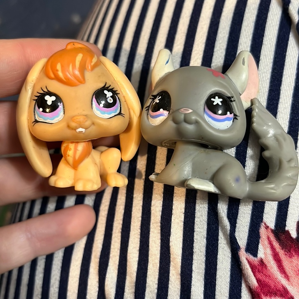 Littlest Pet Shop Chinchilla 495 & Littlest Pet Shop # 480 Orange LopEared Bunny